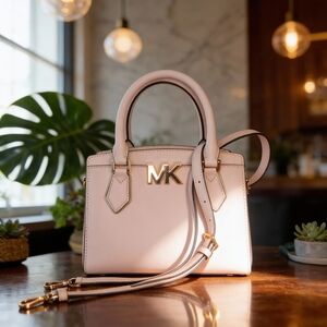 Michael Kors Mott Medium Top Handle Satchel In Powder Blush-Saffiano Leather